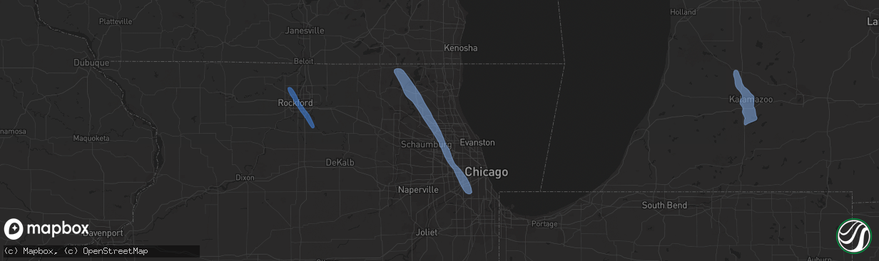 Hail map in Arlington Heights, IL on June 9, 2020