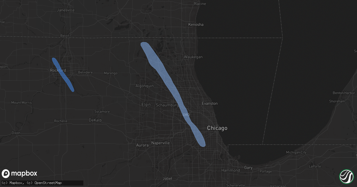 Hail map in Arlington Heights, IL on June 9, 2020