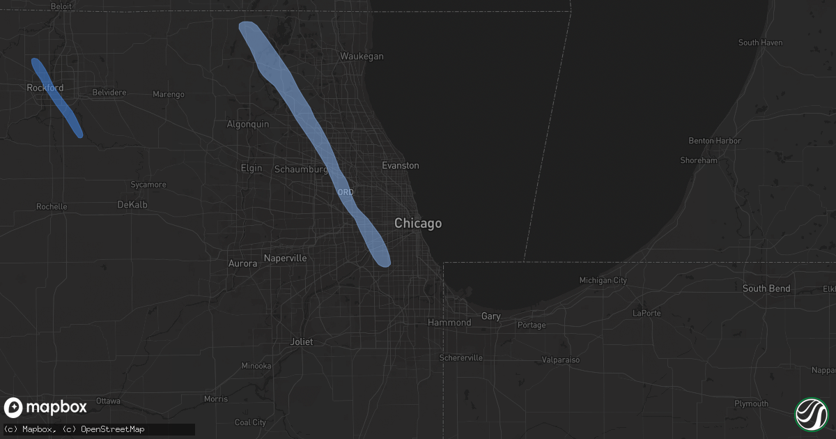 Hail map in Chicago, IL on June 9, 2020