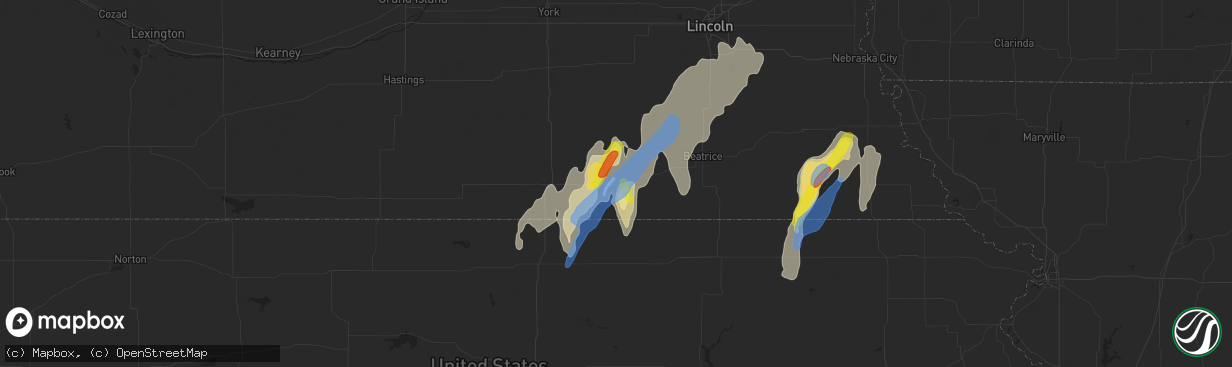 Hail map in Fairbury, NE on June 9, 2020