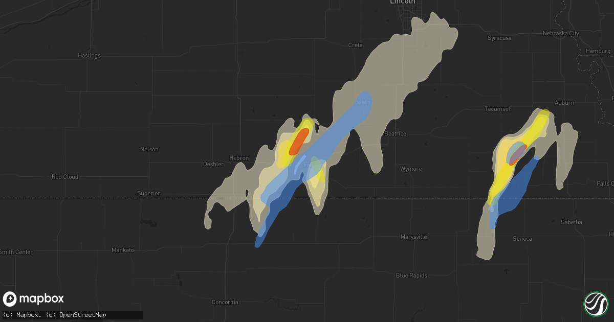 Hail map in Fairbury, NE on June 9, 2020