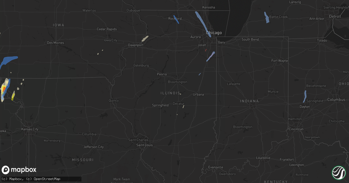 Hail map in Illinois on June 9, 2020