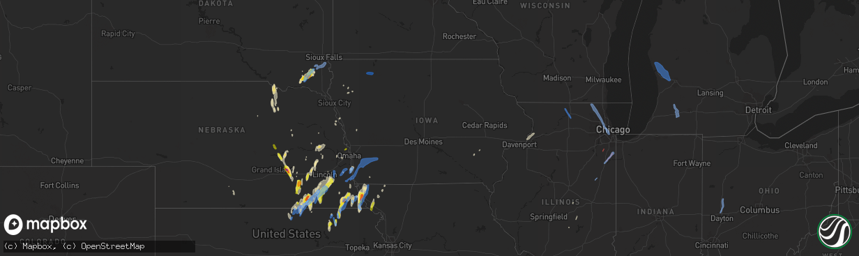 Hail map in Iowa on June 9, 2020