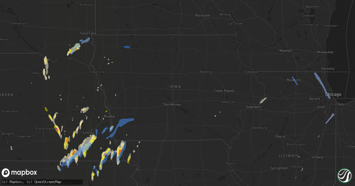 Hail map in Iowa on June 9, 2020