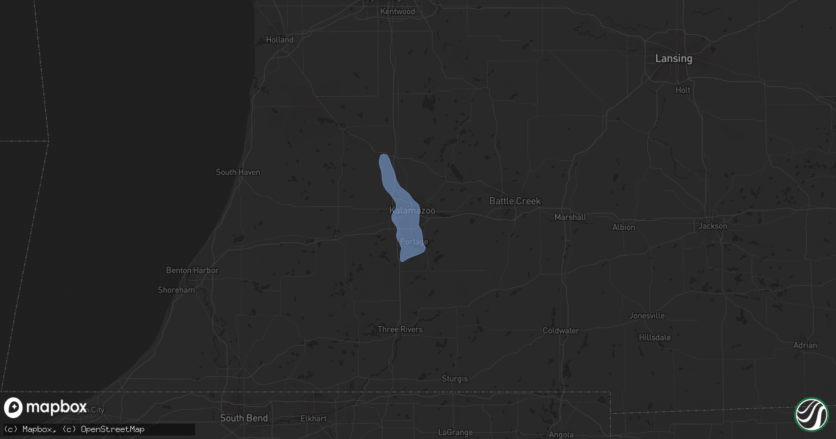 Hail map in Kalamazoo, MI on June 9, 2020