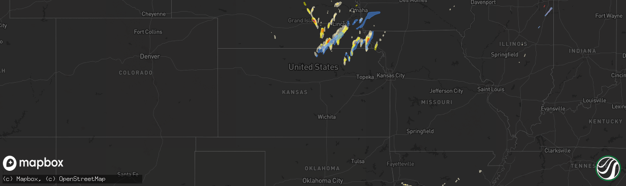 Hail map in Kansas on June 9, 2020