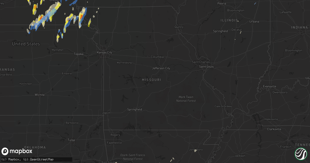Hail map in Missouri on June 9, 2020