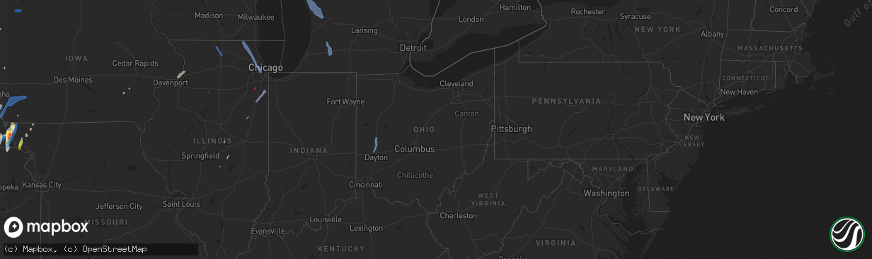 Hail map in Ohio on June 9, 2020