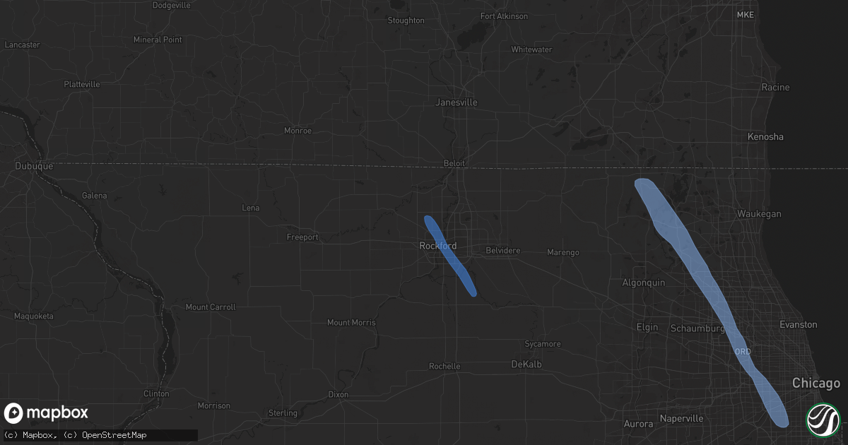 Hail map in Rockford, IL on June 9, 2020