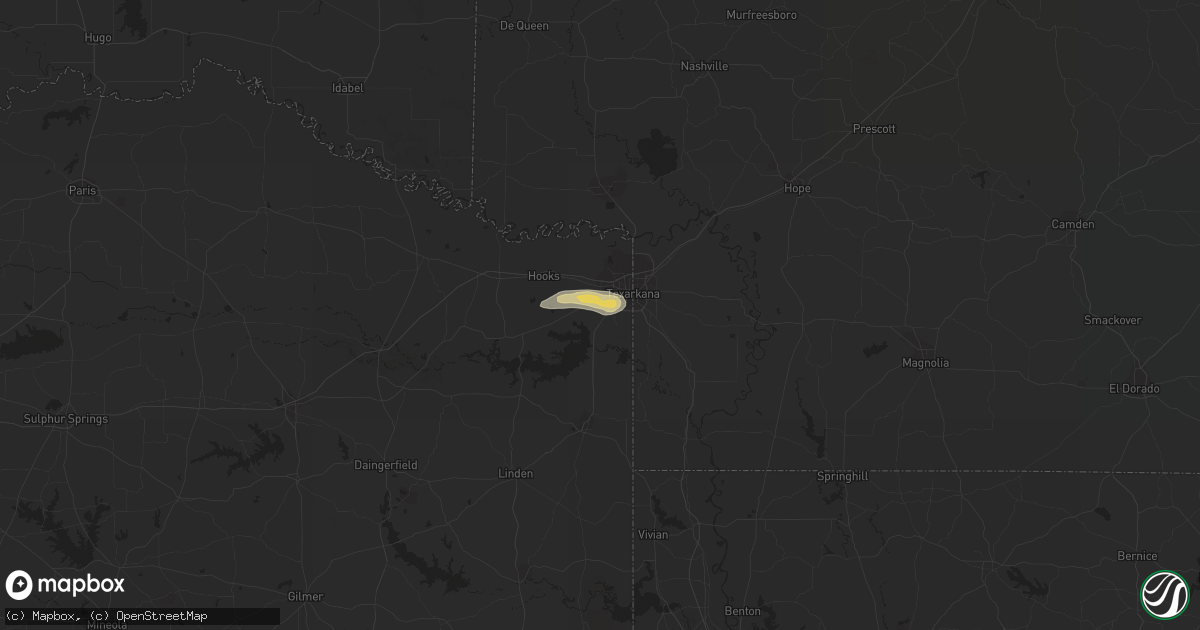 Hail map in Texarkana, TX on June 9, 2020