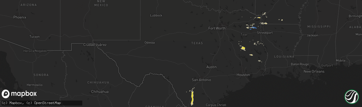 Hail map in Texas on June 9, 2020