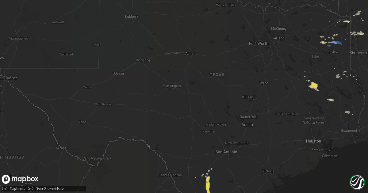 Hail map in Texas on June 9, 2020