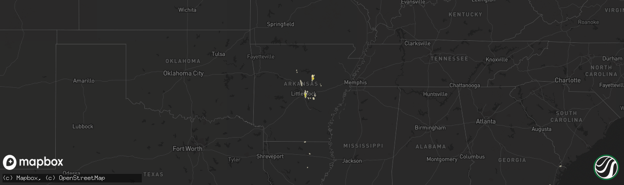 Hail map in Arkansas on June 9, 2021