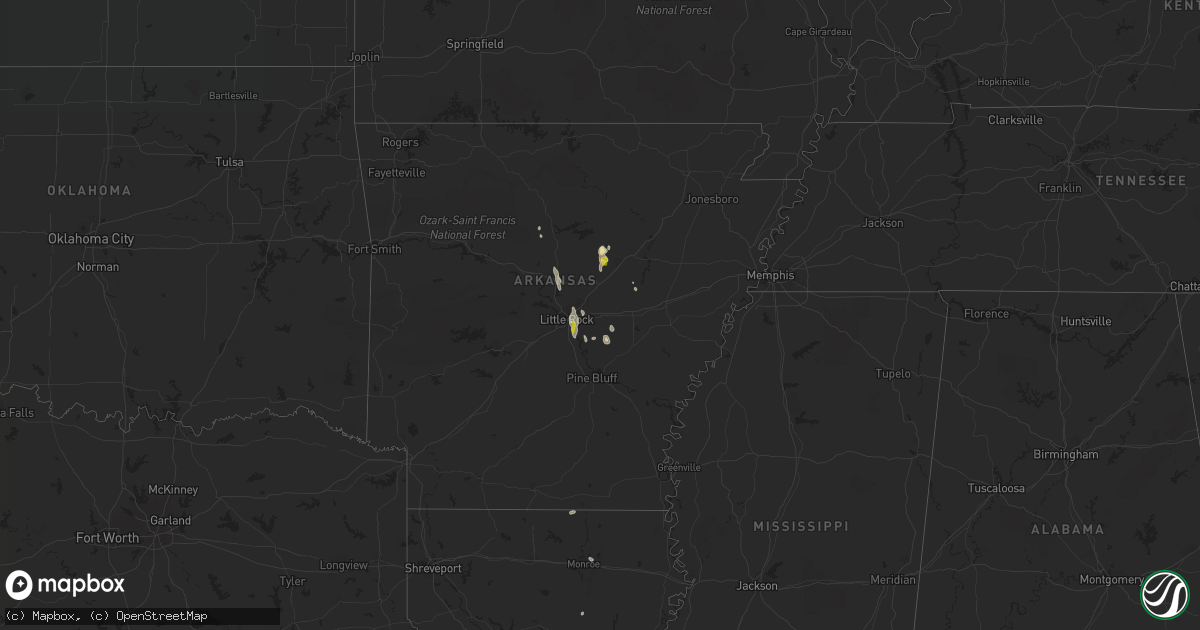Hail map in Arkansas on June 9, 2021