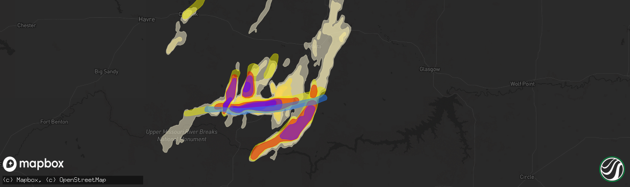 Hail map in Malta, MT on June 9, 2021