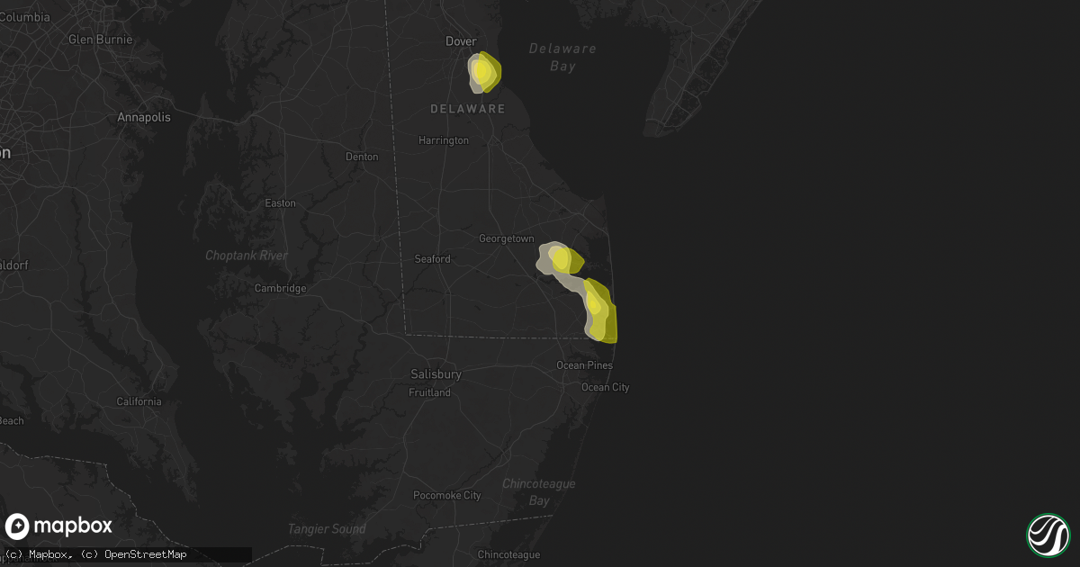 Hail map in Millsboro, DE on June 9, 2021