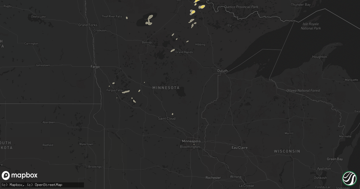 Hail map in Minnesota on June 9, 2021