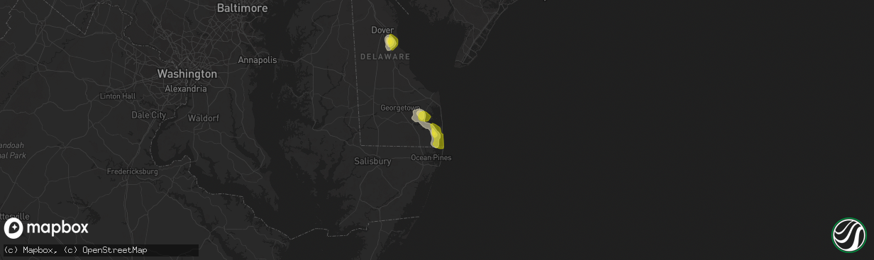 Hail map in Ocean View, DE on June 9, 2021