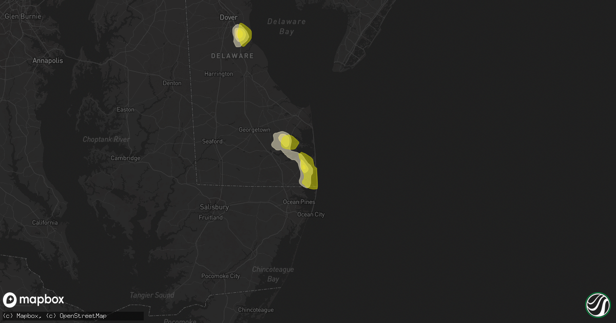 Hail map in Ocean View, DE on June 9, 2021