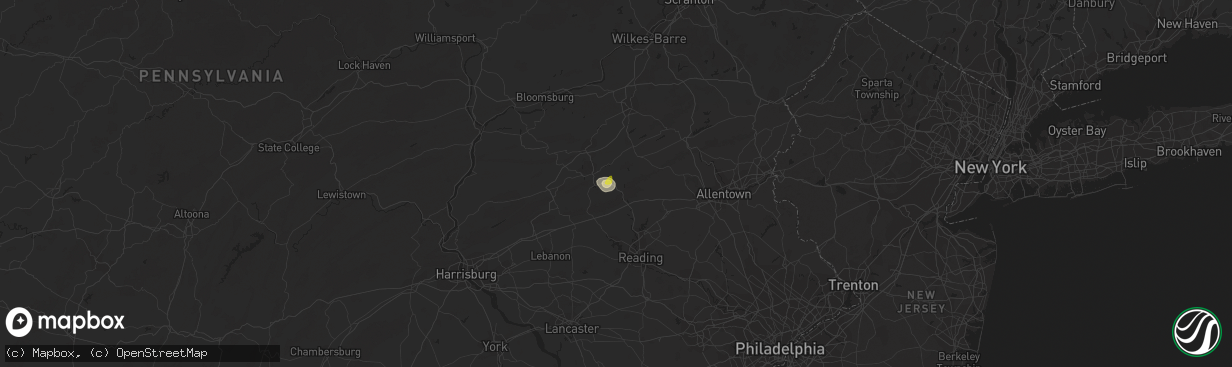 Hail map in Orwigsburg, PA on June 9, 2021