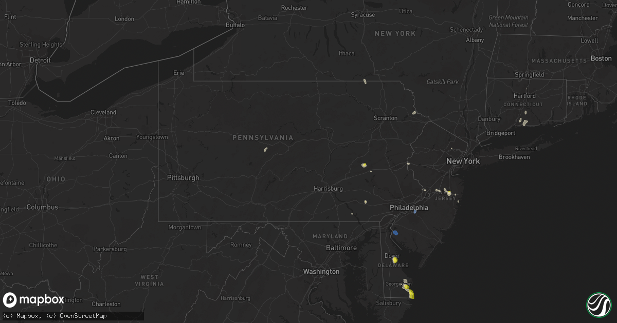 Hail map in Pennsylvania on June 9, 2021