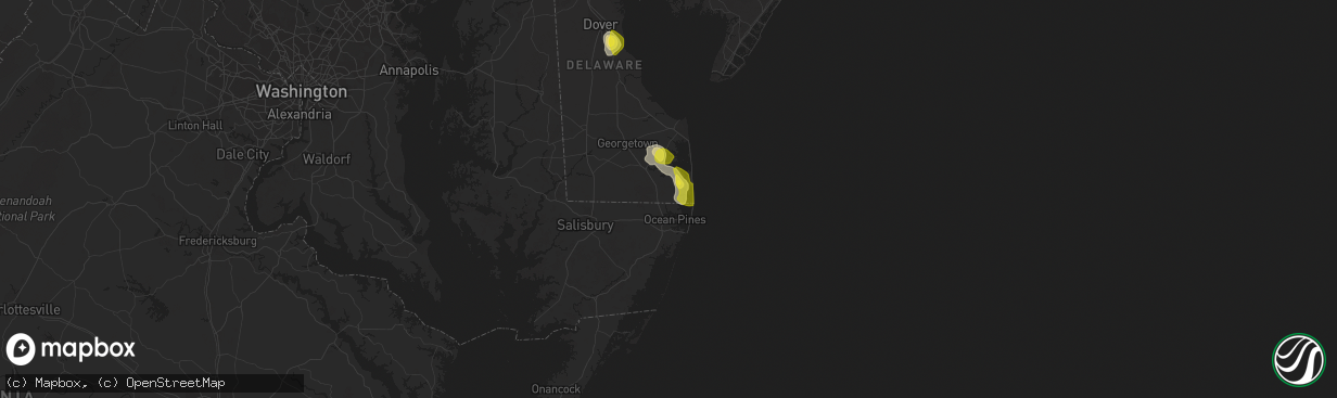 Hail map in Selbyville, DE on June 9, 2021