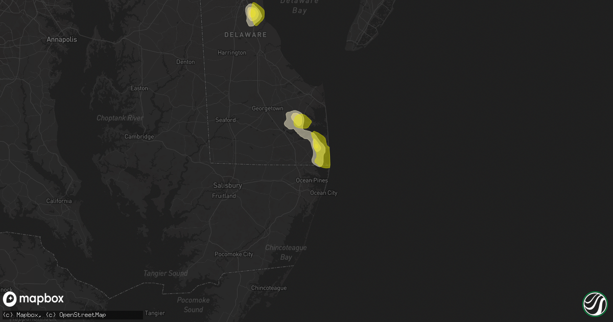 Hail map in Selbyville, DE on June 9, 2021
