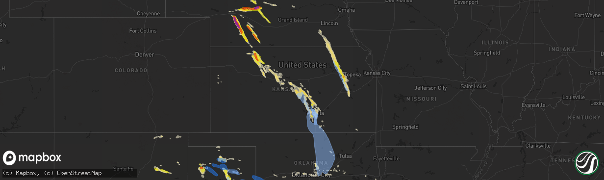 Hail map in Kansas on June 9, 2022