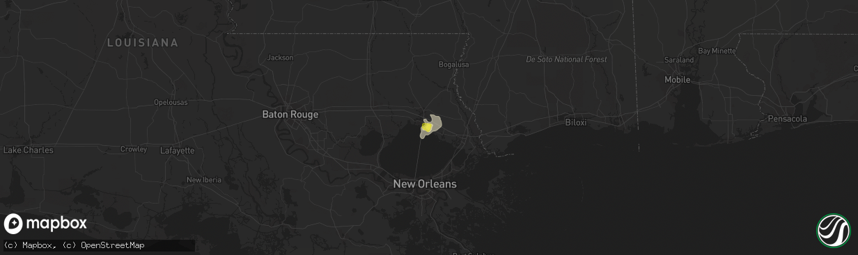 Hail map in Mandeville, LA on June 9, 2022