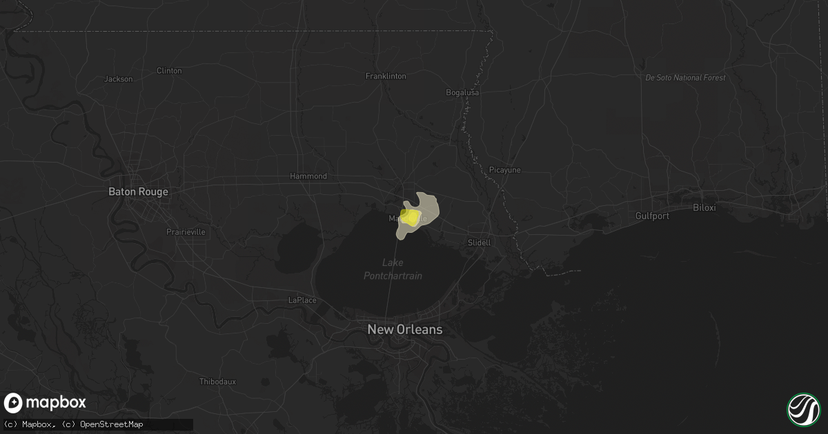 Hail map in Mandeville, LA on June 9, 2022