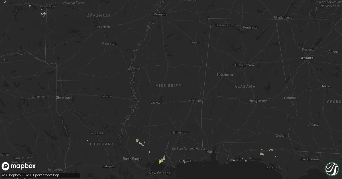 Hail map in Mississippi on June 9, 2022