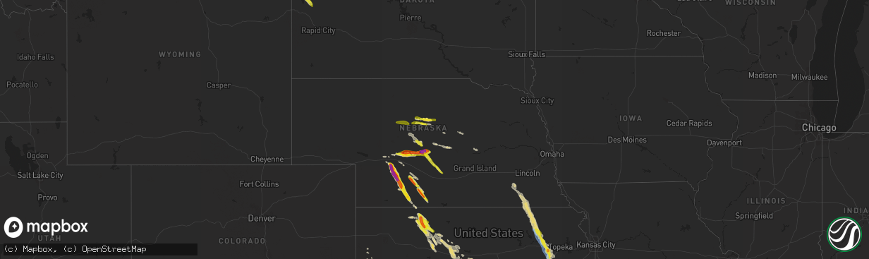 Hail map in Nebraska on June 9, 2022