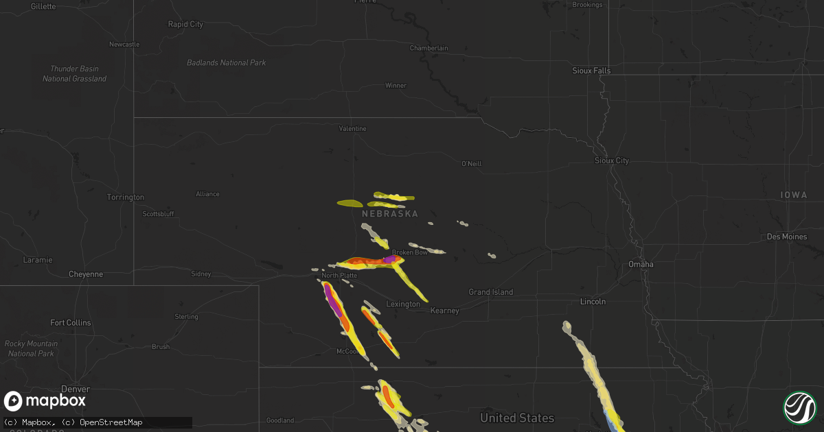 Hail map in Nebraska on June 9, 2022