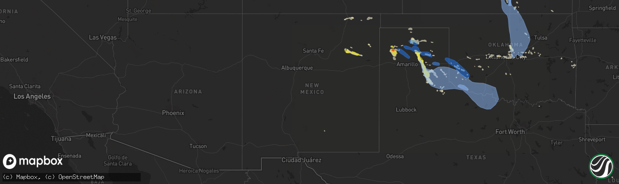 Hail map in New Mexico on June 9, 2022