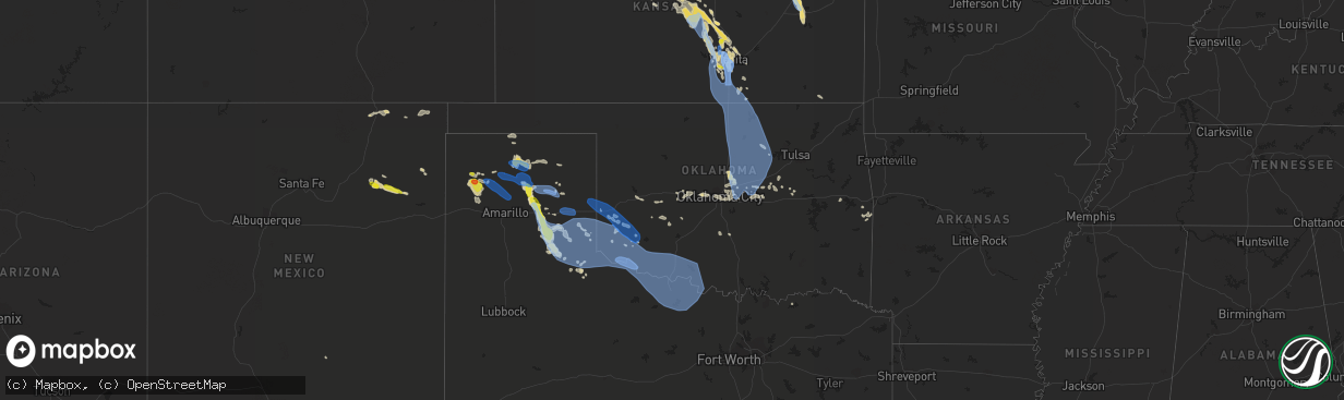 Hail map in Oklahoma on June 9, 2022