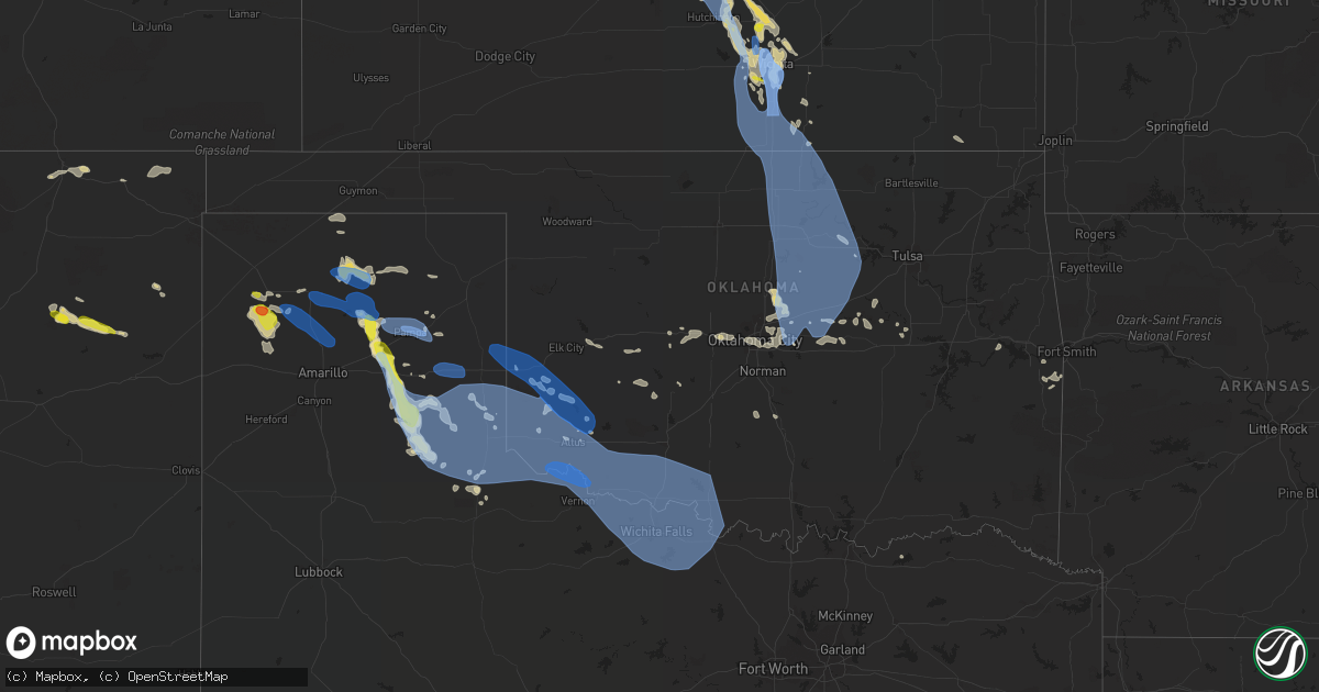 Hail map in Oklahoma on June 9, 2022