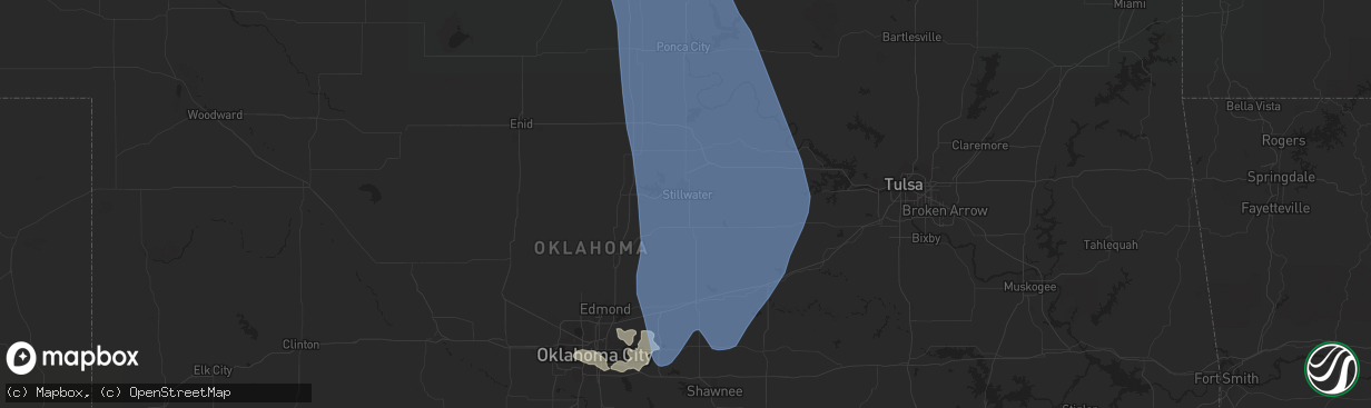 Hail map in Stillwater, OK on June 9, 2022