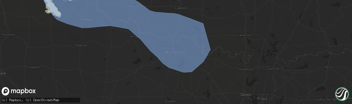 Hail map in Wichita Falls, TX on June 9, 2022