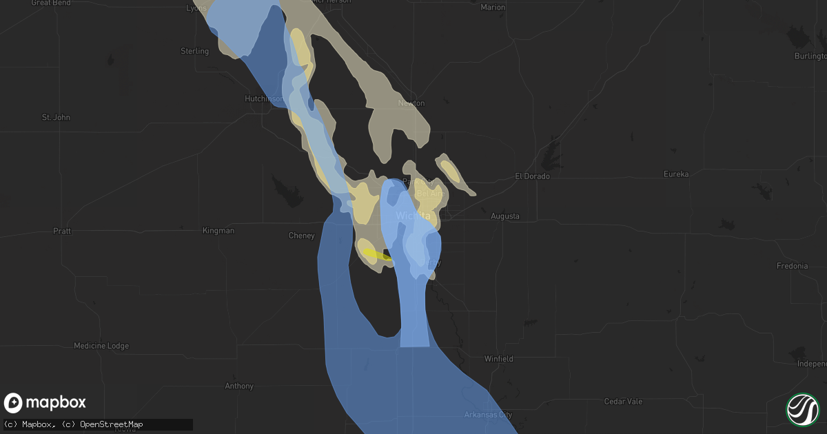 Hail map in Wichita, KS on June 9, 2022