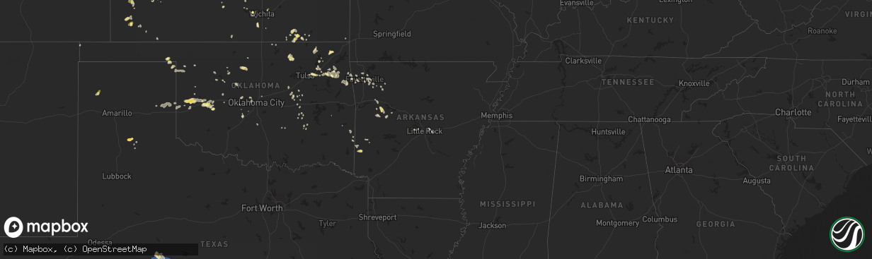 Hail map in Arkansas on June 9, 2023