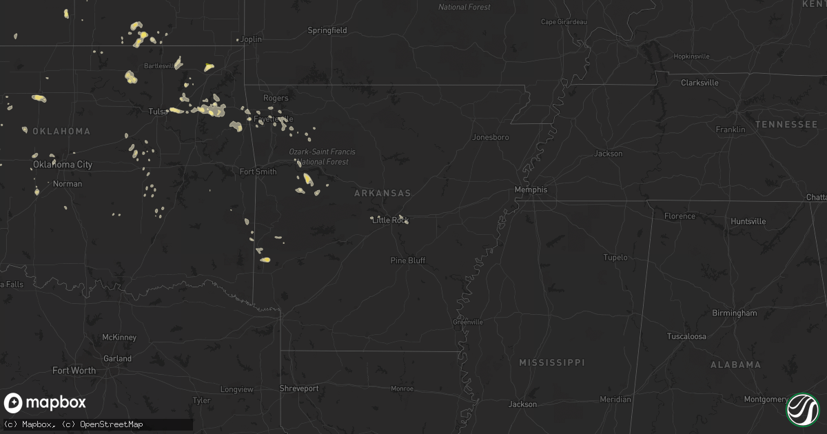 Hail map in Arkansas on June 9, 2023
