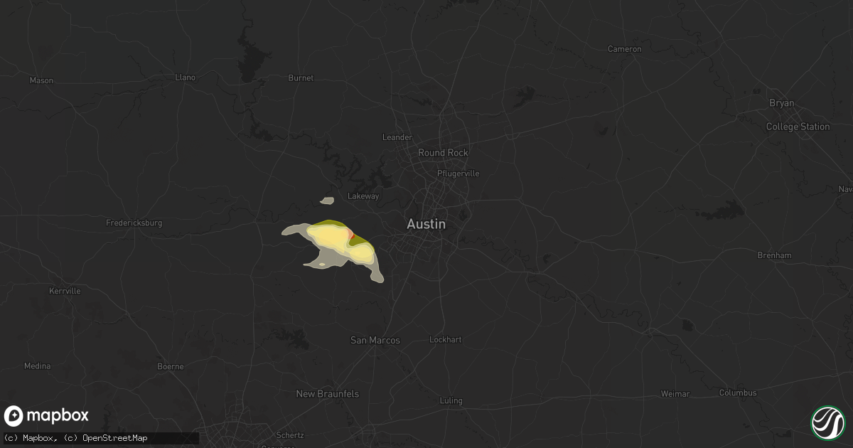 Hail map in Austin, TX on June 9, 2023