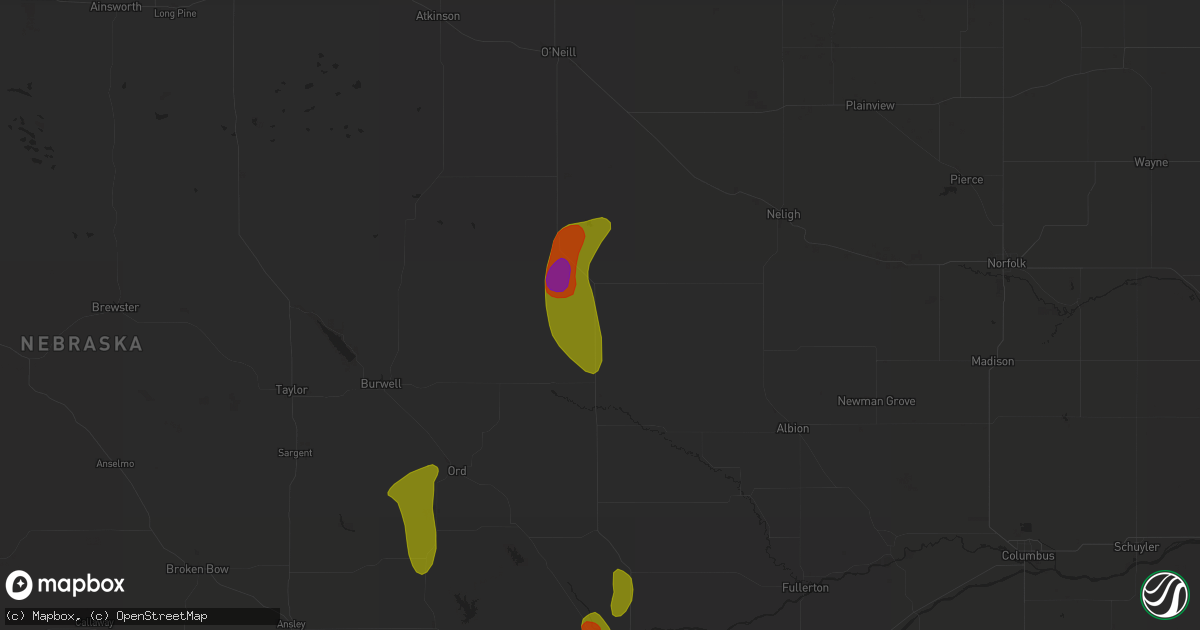 Hail map in Bartlett, NE on June 9, 2023