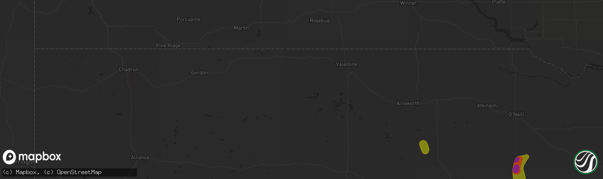 Hail map in Bassett, NE on June 9, 2023