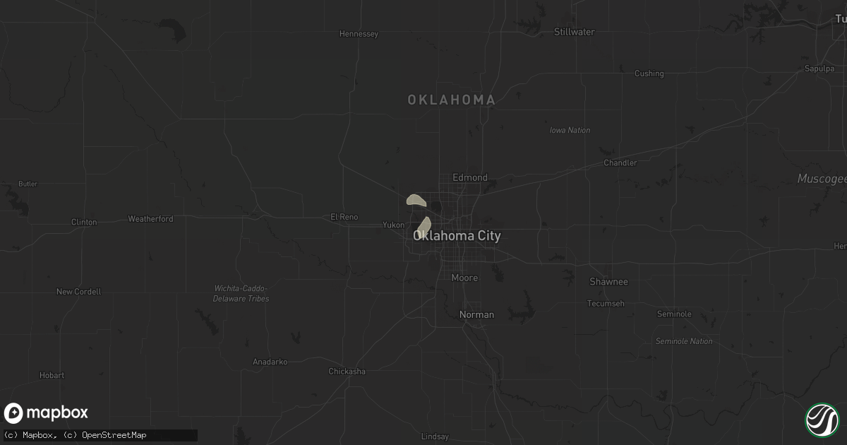 Hail map in Bethany, OK on June 9, 2023