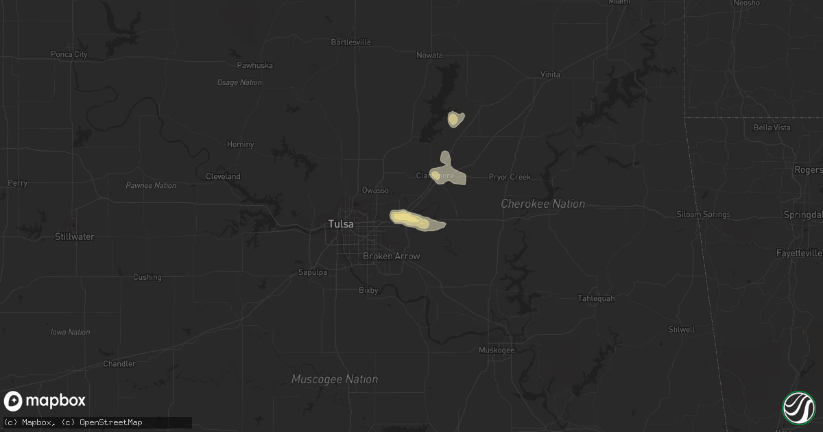 Hail map in Catoosa, OK on June 9, 2023