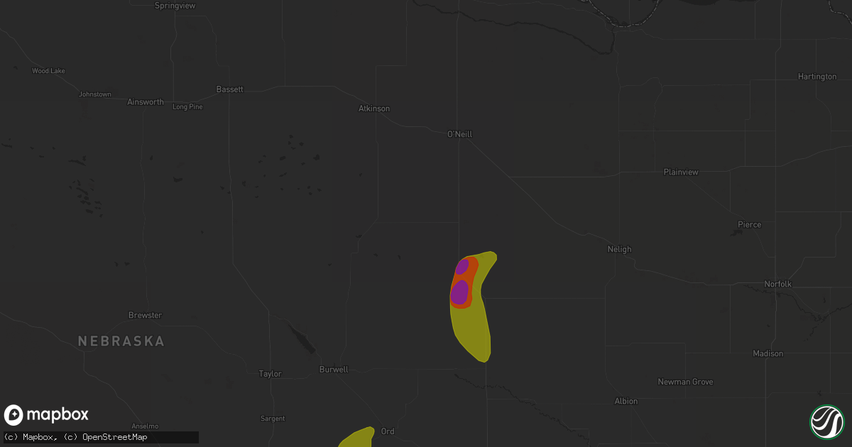 Hail map in Chambers, NE on June 9, 2023