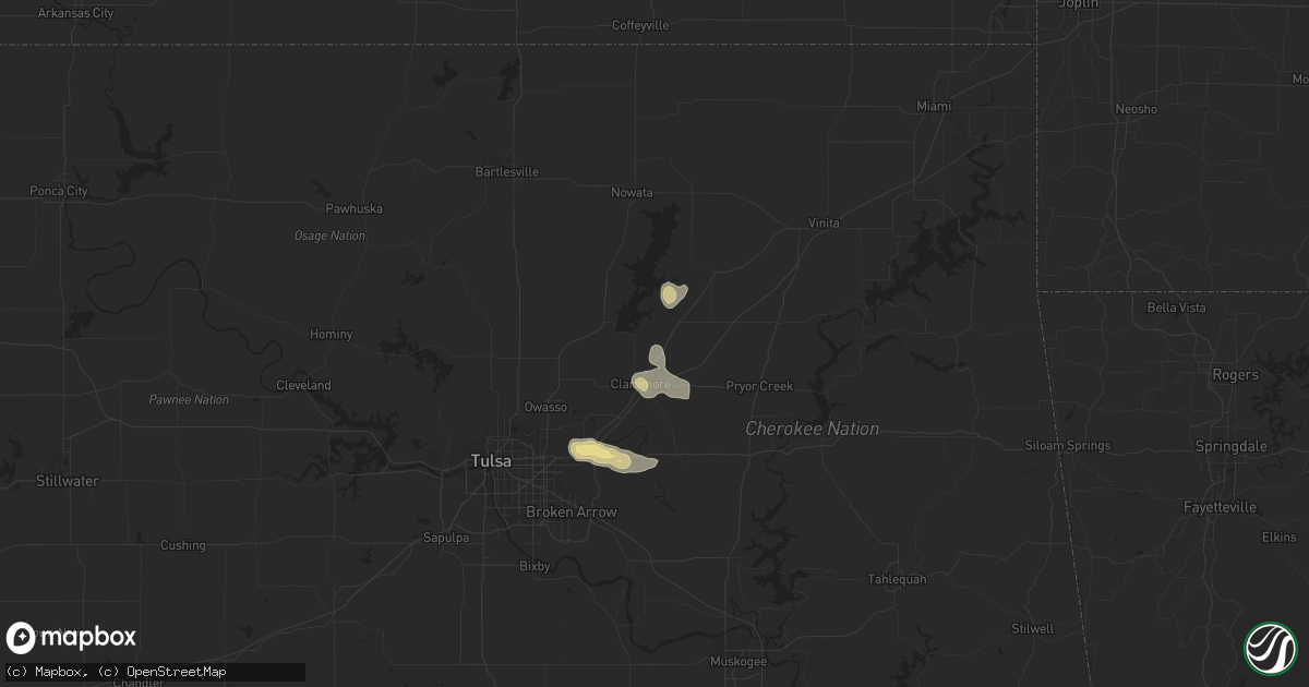 Hail map in Claremore, OK on June 9, 2023