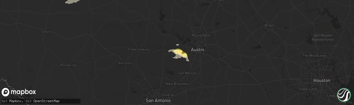 Hail map in Dripping Springs, TX on June 9, 2023