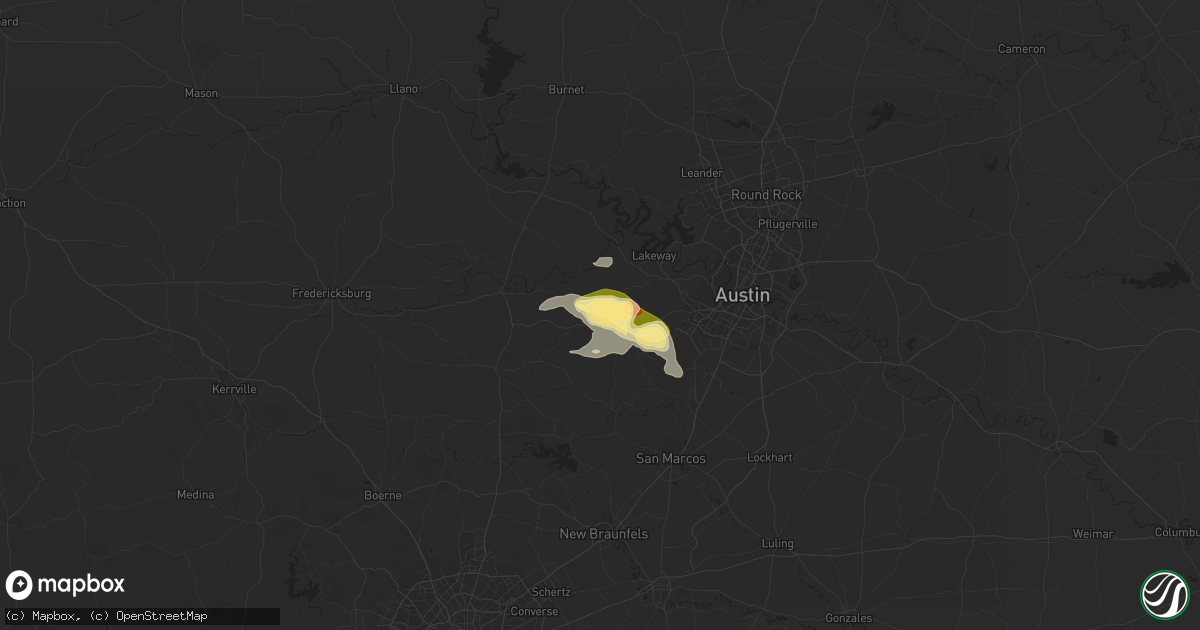 Hail map in Dripping Springs, TX on June 9, 2023